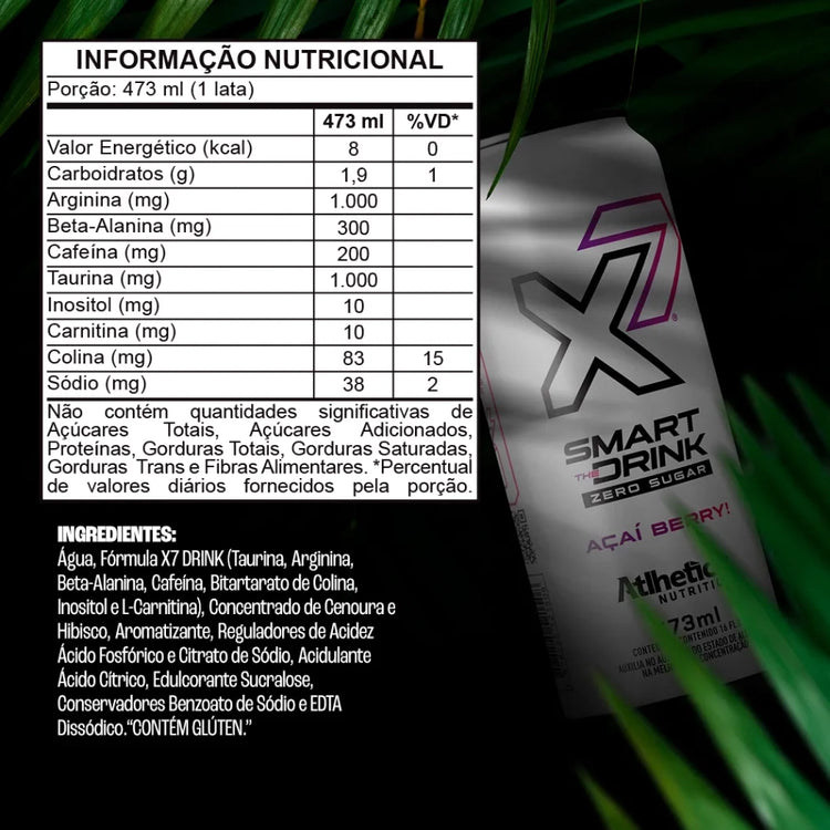 Atlhetica Nutrition Energy Drink X7 Smart The Drink 473ml acai berry nutrition info