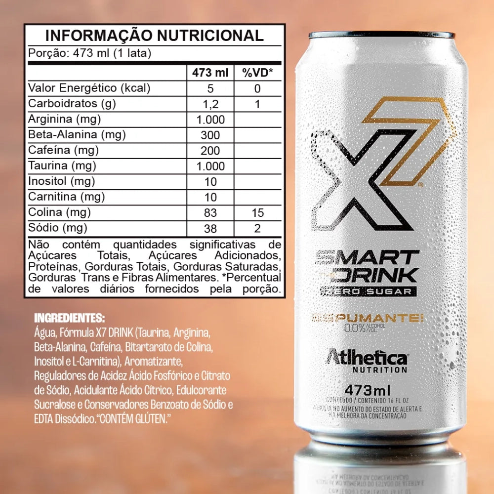 Atlhetica Nutrition Energy Drink X7 Smart The Drink 473ml sparkling nutrition details